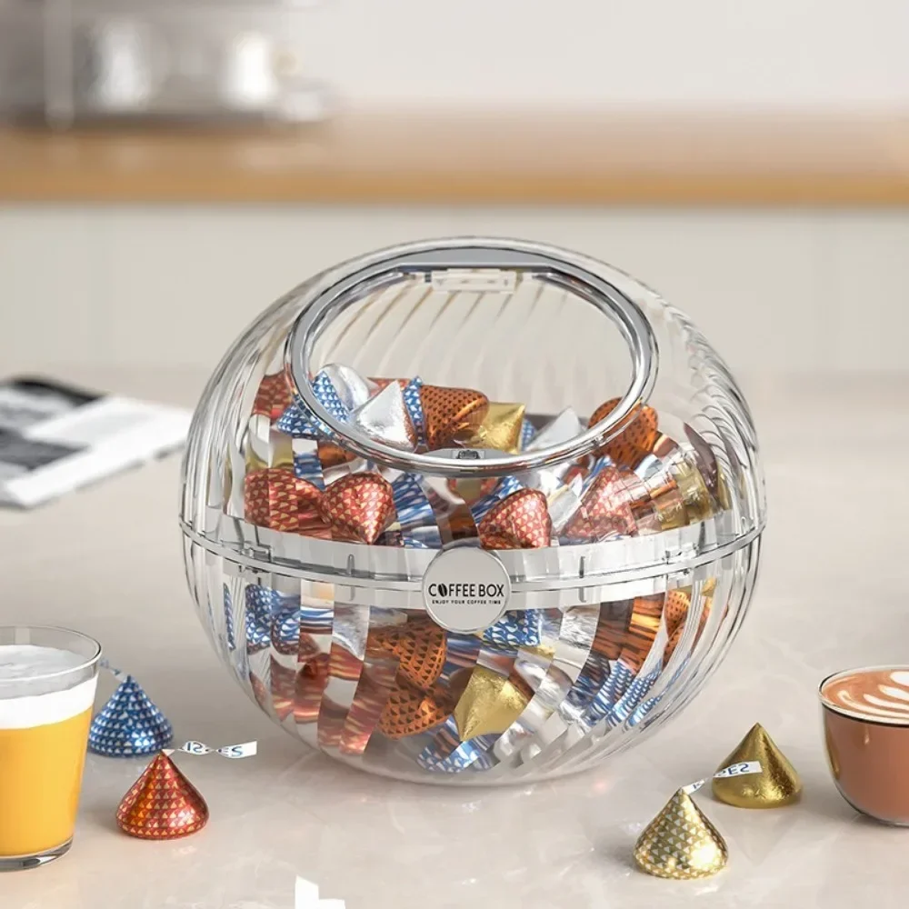 

Large Coffee Capsule Organizer for Nespresso, Capsule Holder for 60Cups Dolce Gusto, Storage Basket with Lid, Coffee Accessories