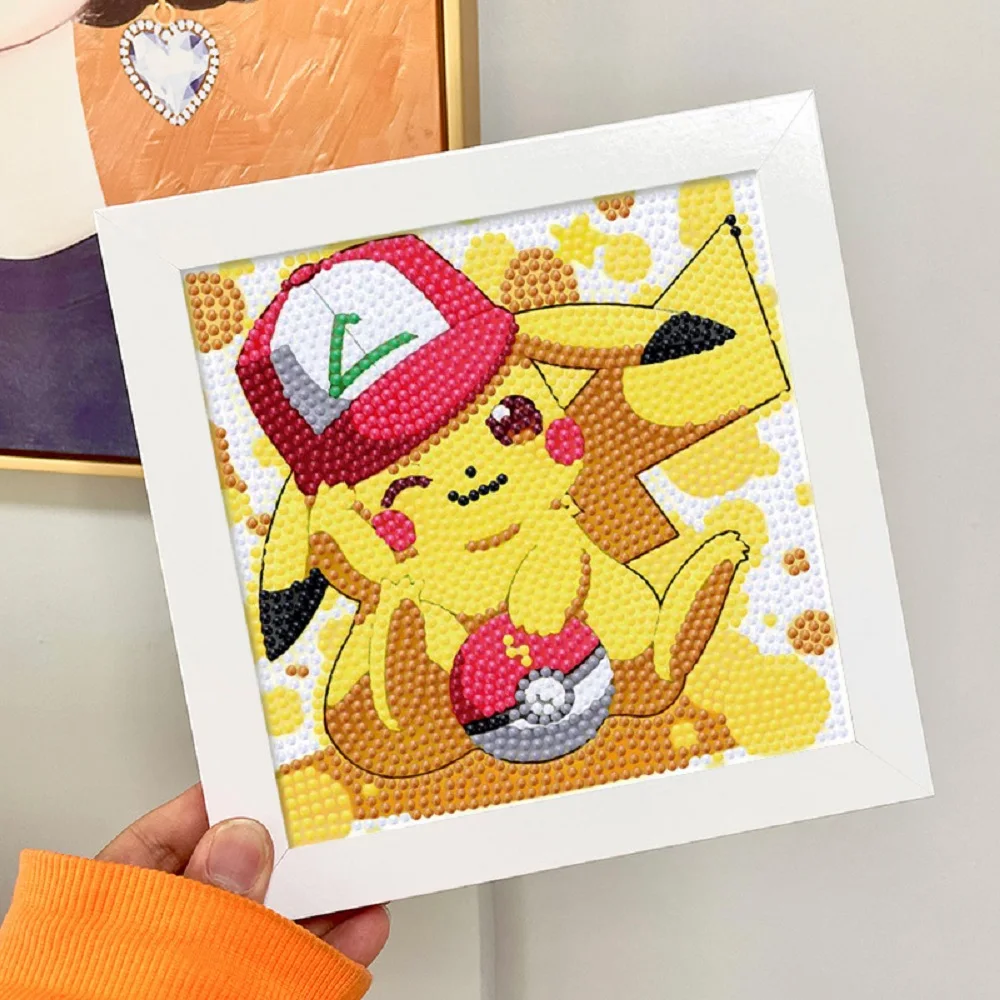 

5D Diamond Painting Framed Children's Gifts Cartoon Pikachu Pokemon Stitch DIY Sticking Drills Embroider Handiwork Enthusiast