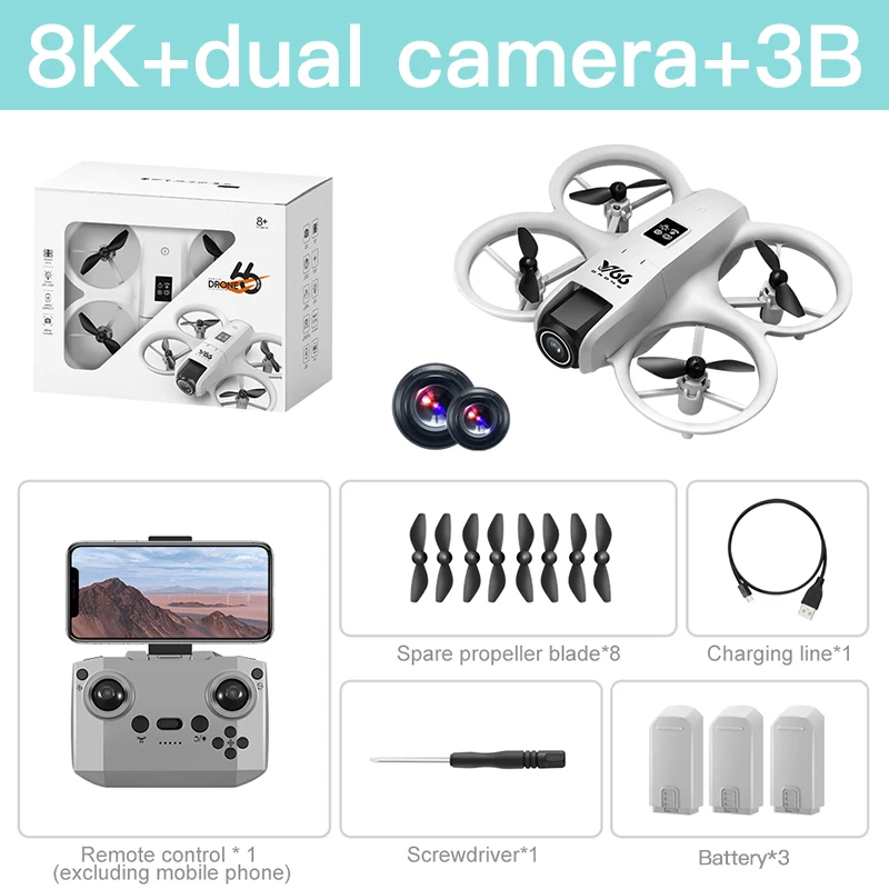 V66 Mini Drone For Xiaomi 8K  HD Camera WiFi Foldable Micro Aircraft Fixed Height Freestyle Quadcopter RC Helicopter Kids Toys