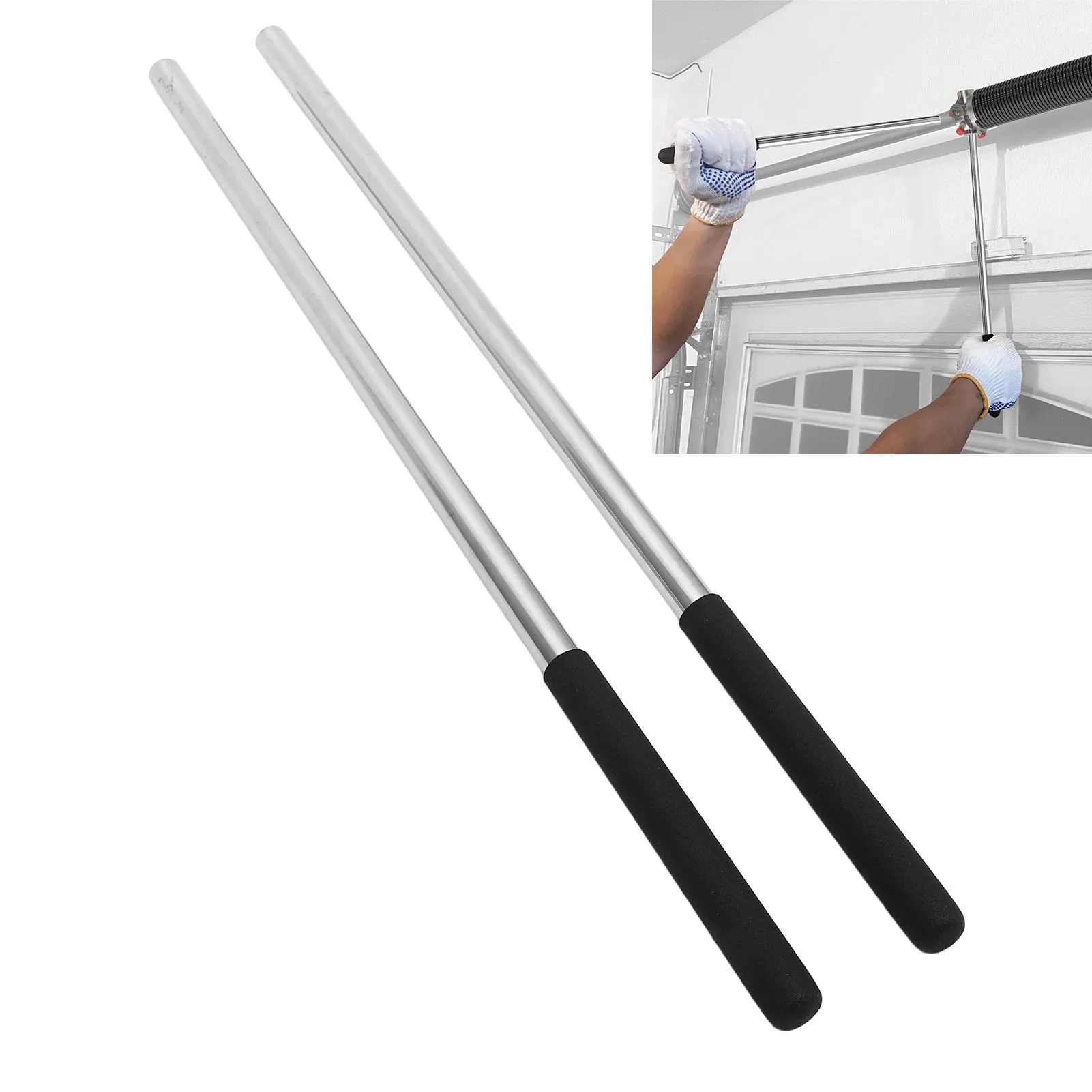 2Pcs Garage Door Torsion Spring Winding Bars Alloy Steel Torsion Spring Winding Rods Anti Slip Handle 1/2in Dia 17.2in Length