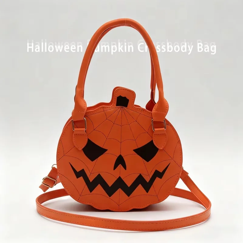 Borsa a tracolla a tracolla con faccia da diavolo di zucca di Halloween da donna, pendolarismo quotidiano, casual, elegante, leggero, con blocchi di colore, carino regalo per le vacanze
