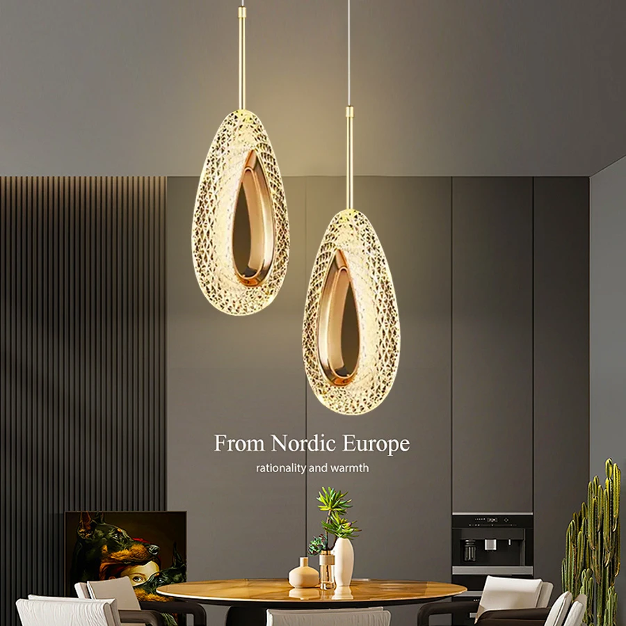 Nordic LED Crystal Chandelier Bedside Bedroom Living Room Cabinet High-end LED Chandelier Home Interior Decoration Lighting