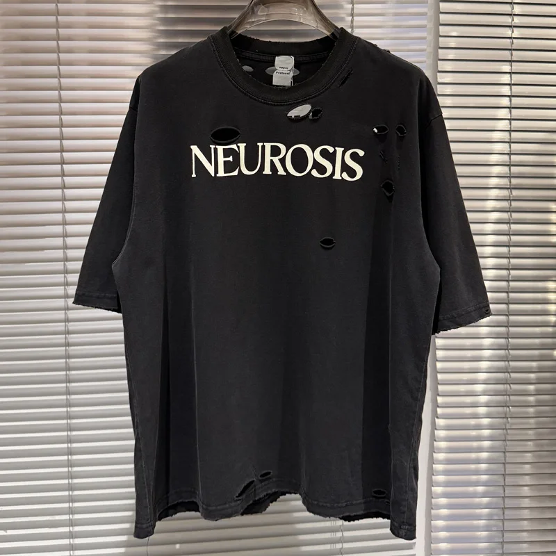 Black American Street Fashion Protocol Tops Cotton Summer Round Neck Short Sleeved Tee