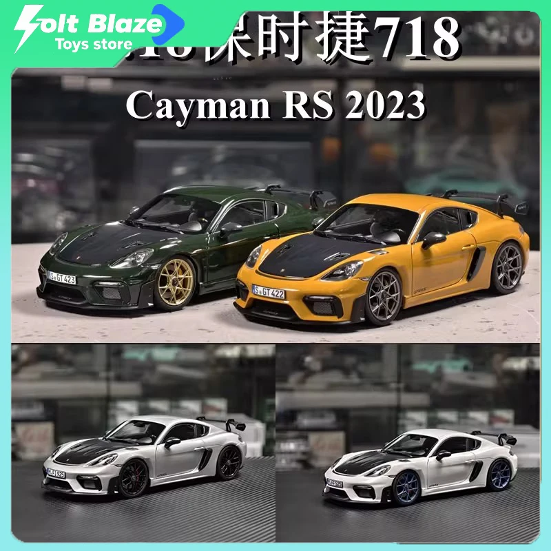 

NOREV 1/18 Porsche 718 Cayman RS 2023, литая под давлением модель автомобиля, украшения для комнаты, модели, коллекция модели автомобилей, модель мальчика, подарок на день рождения