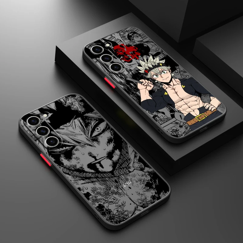 Black Clover Anime For Samsung S24 S23 S22 S21 S20 S10 FE Note 20 10 Ultra Lite Plus Frosted Translucent Phone Case