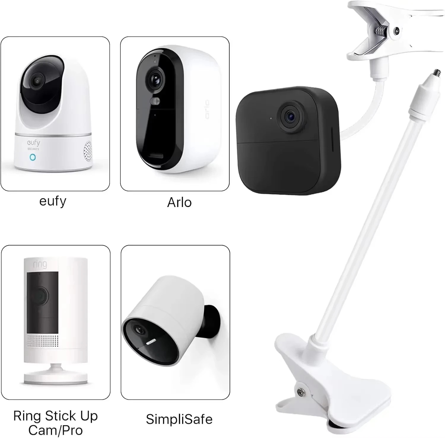 Flexible Baby Monitor Camera Bracket Suitable for Crib Outdoor Indoor Desktop Clip Universal 1/4'' Screw Cameras Mount Clamp image 3