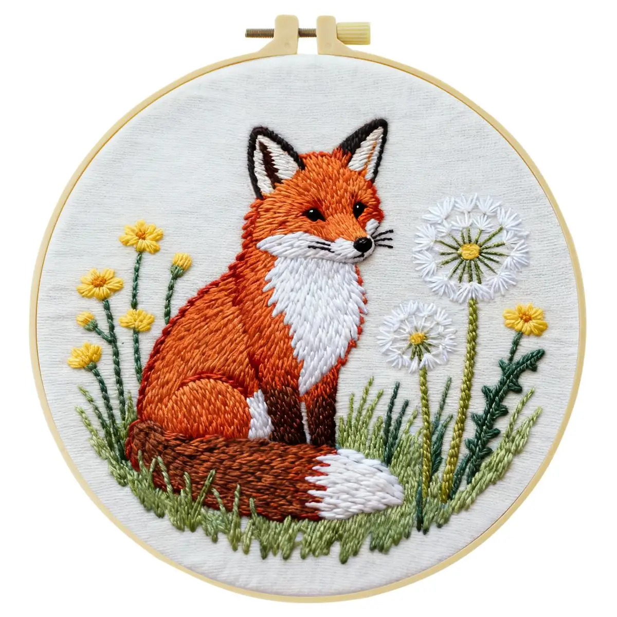 1 Stück 20X20CM/15X15CM 7,87/6,3 Zoll Tier - Fuchs Stickerei Starter-Kit DIY-Kit DIY-Stickerei-Set Handarbeiten Malerei – Detail 2
