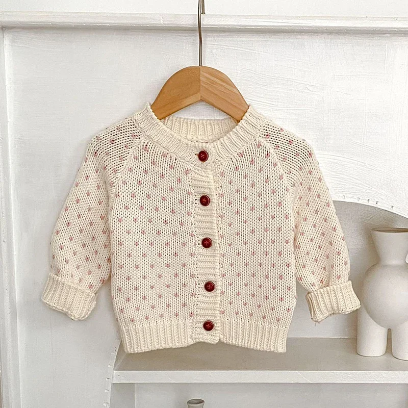 2026 New Spring Newborn Baby Girls Sweater Coat Toddler Baby Girl Knitting Long Sleeve Cardigan Coat 0-3Yrs Children Clothes