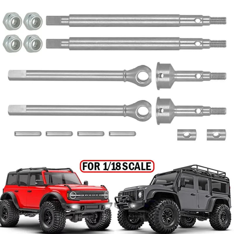 

Extended 2mm Thread Stainless Steel Front Rear Axle Shafts For 1/18 Rc Crawler Traxxas Trx4m Upgrade Parts