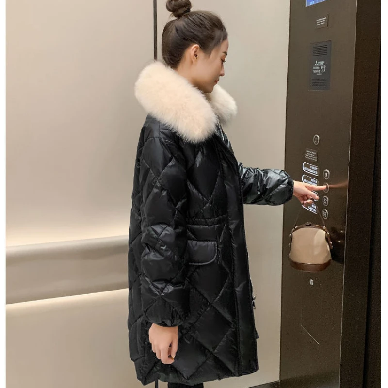 2023 New Women Cotton Coat Winter Jacket Female Medium Style Parkas  Waist Slimming Outwear Large Size Overcoat