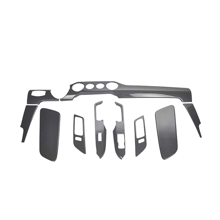 

Carbon Fiber 4 Holes Interior Kits Dashboard Cover Door Panel Trims for Mustang 2015+