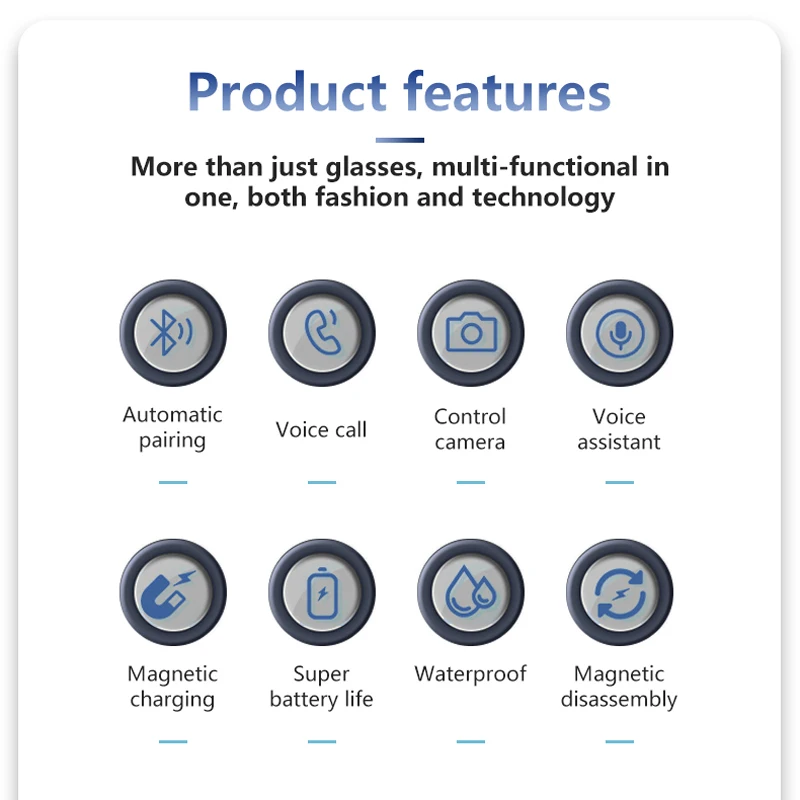 Koipsse smart glasses with microphone fashion wireless call sports sunglasses 2 in 1 high-tech music playback anti-blue light UV