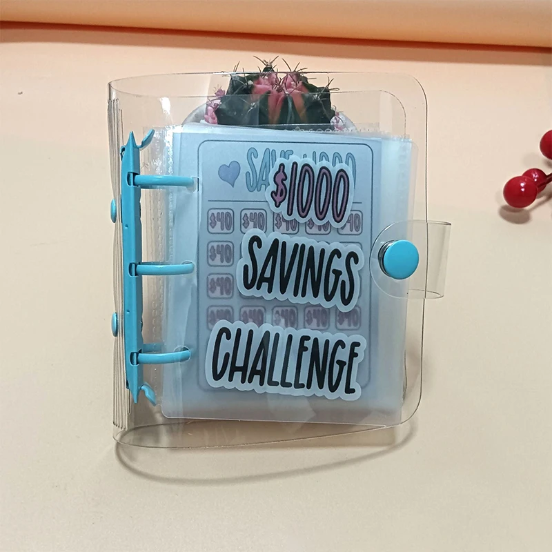 Savings Challenge Book Saving £1000 Money Binder Mini Portable Money Book Saving Loose-leaf Notebook Cash Budget Storage Book