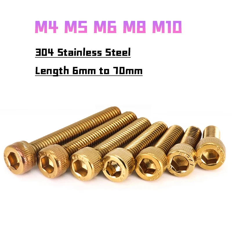 M4 M5 M6 M8 M10 304 Stainless Steel Hex Socket Cap Head Screw Allen Bolts For Motorcycle Fuel Tank Bolt Length 6mm to 70mm