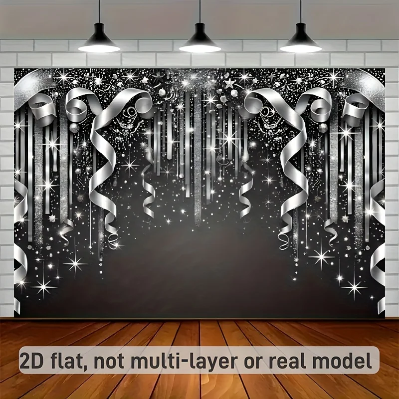 Glamorous Silver Glitter Tapestry Backdrop Wall Decor Disco Party Curtain New Year Event Celebration Stage