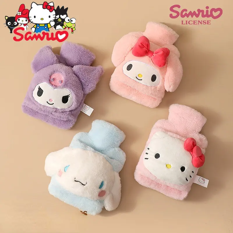 Sanrio Melody Kuromi Hello Kitty Cinnamoroll заполненная бутылка для горячей воды большая емкость милая плюшевая бутылка для горячей воды