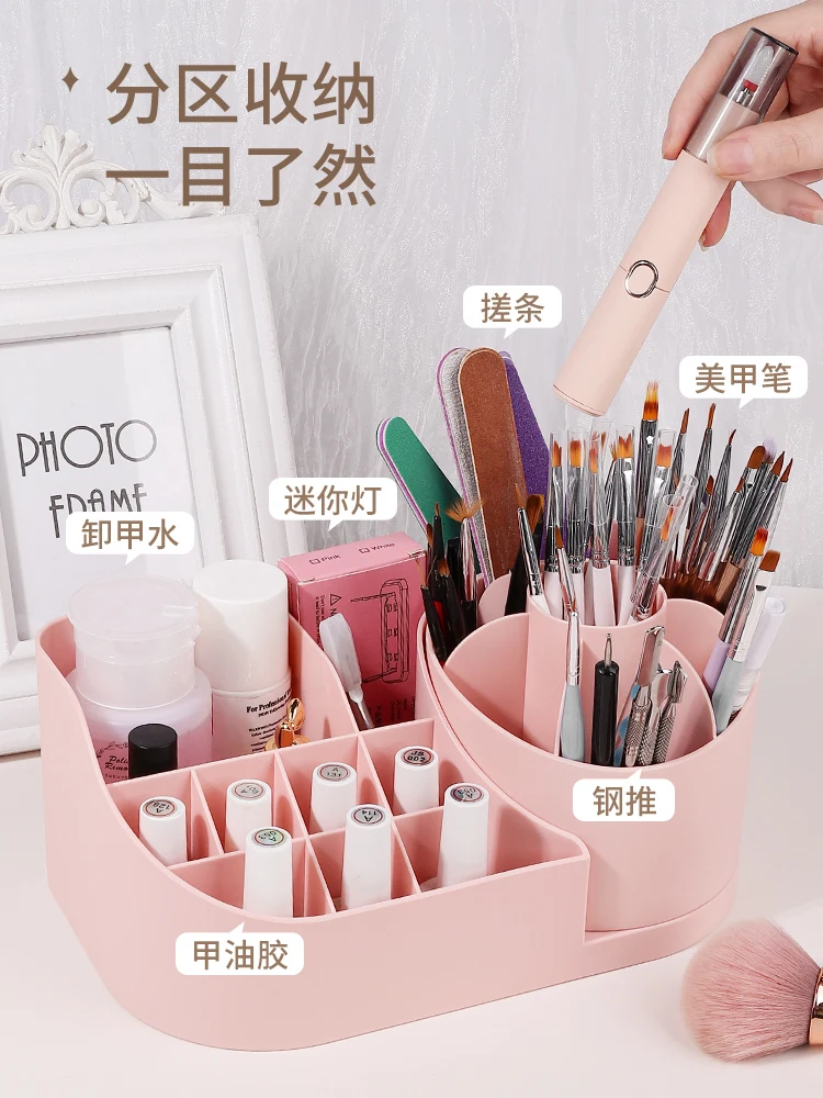 Plastic Nail Storage Box Large Capacity Cotton Swab Polishing Sand Strip Toolbox Nail Rhinestone Brush Pen Container Case