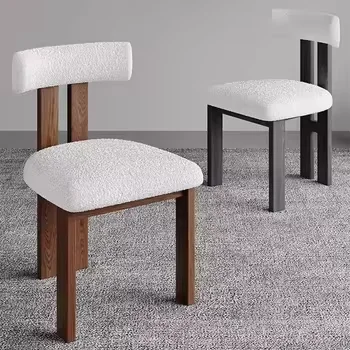 

Modern Style White Velvet Fabric Dining Room Chair Nordic Solid Wood Leg Cafe Dining Chair Home Furniture Wooden