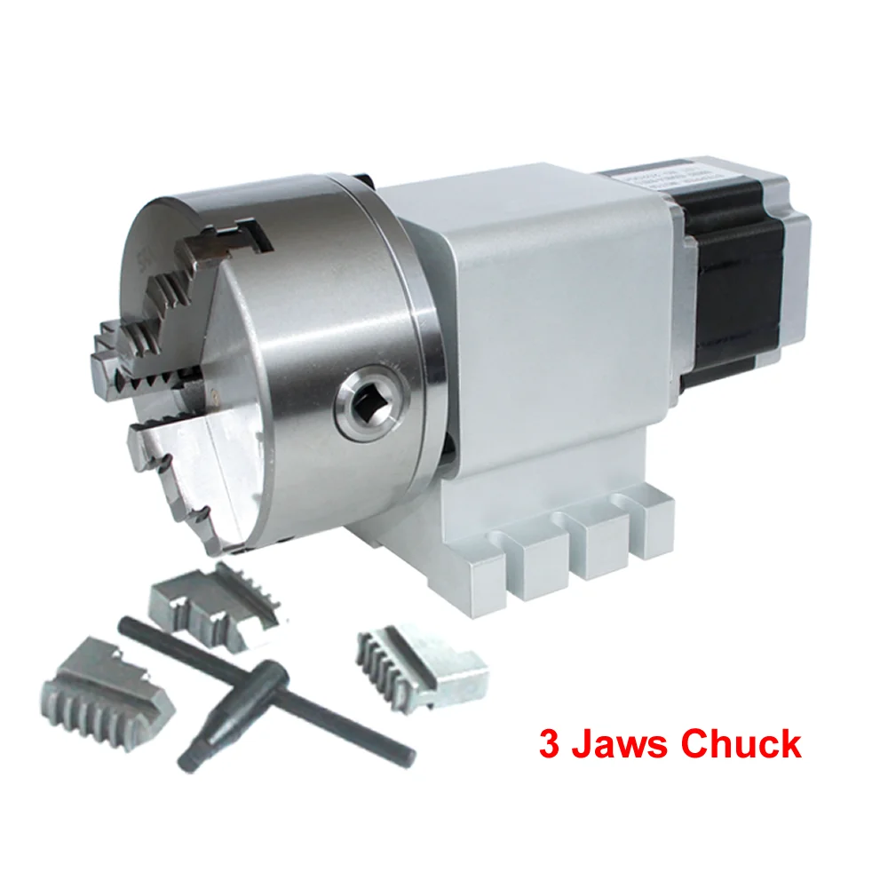 Harmonic Reducer Gearbox 3/4 Jaws 130MM Chuck CNC A 4th Axis Rotary Axis NEMA34 86 Stepper Motor CNC Indexing Head Ratio 50:1