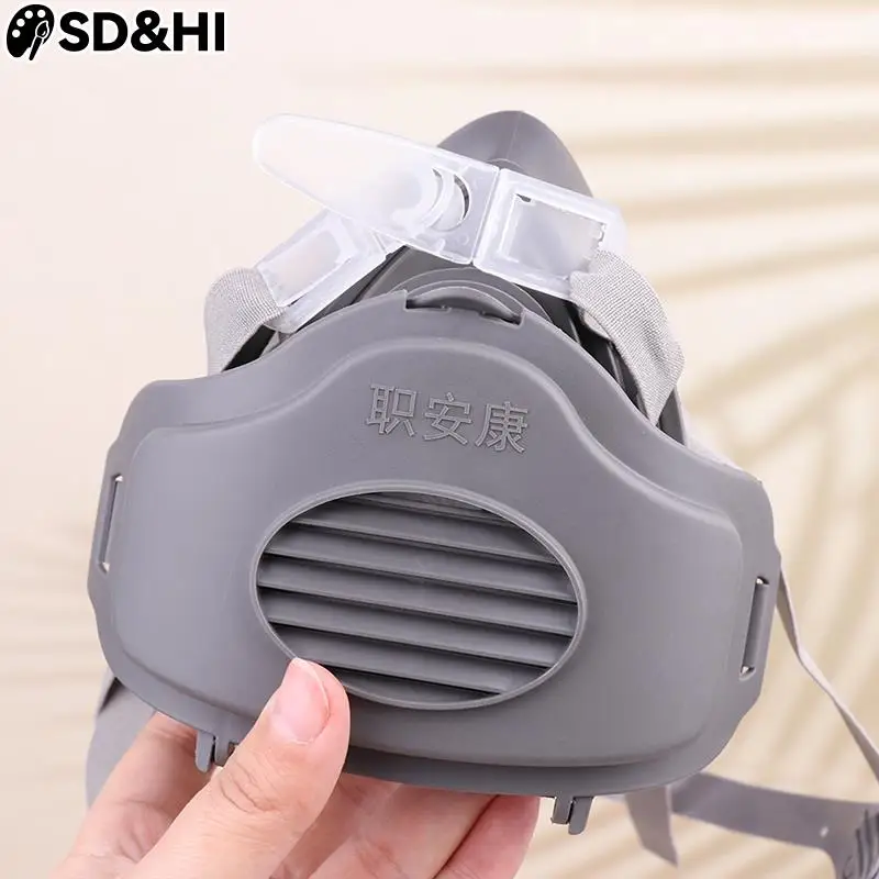 Half Face Dust Mask Respirator Dust-Proof Work Safety Rubber Mask Cotton Filter For DIY House Clean Carpenter Builder Polishing