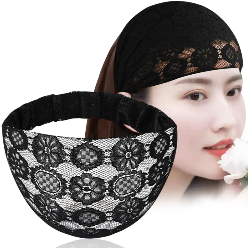 

Non Slip Mesh Flower Headband Hollow Lightweight Lace Hairbands Korean Style Headwear Wide Side Head Wrap Female/Girls