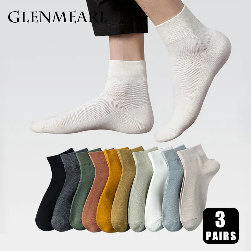 3 Pairs Cotton Men Socks High Quality Casual Soft Breathable Fashion Simple Business Dress Solid Solor Middle Tube Sosk for Male