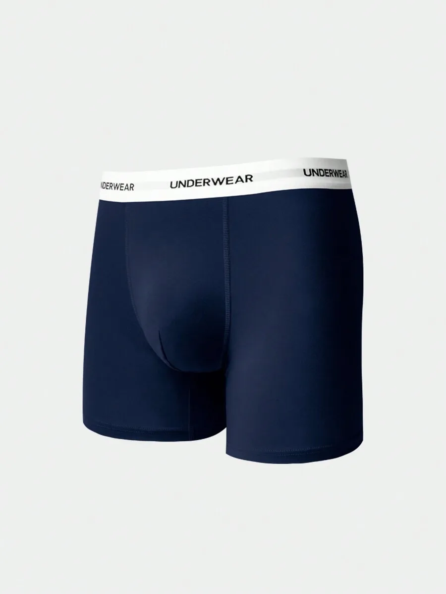 

Mens Long Leg Boxer Briefs With Woven Letter Waistband