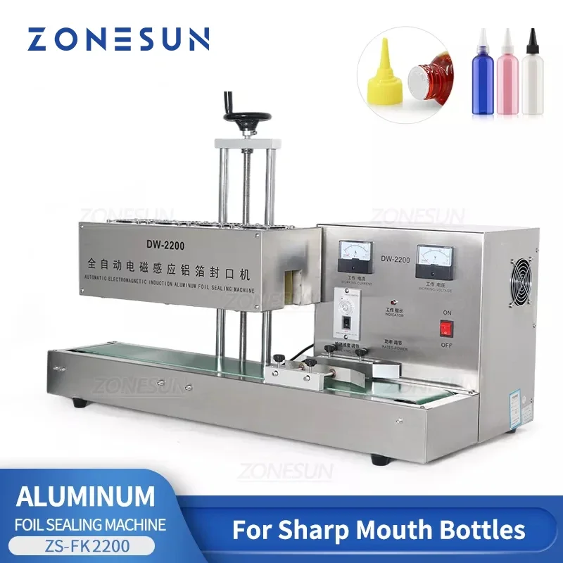 ZONESUN ZS-FK2200 15-85mm Bottiglie a bocca affilata per sigillare lastre di alluminio a induzione elettromagnetica continua automatica