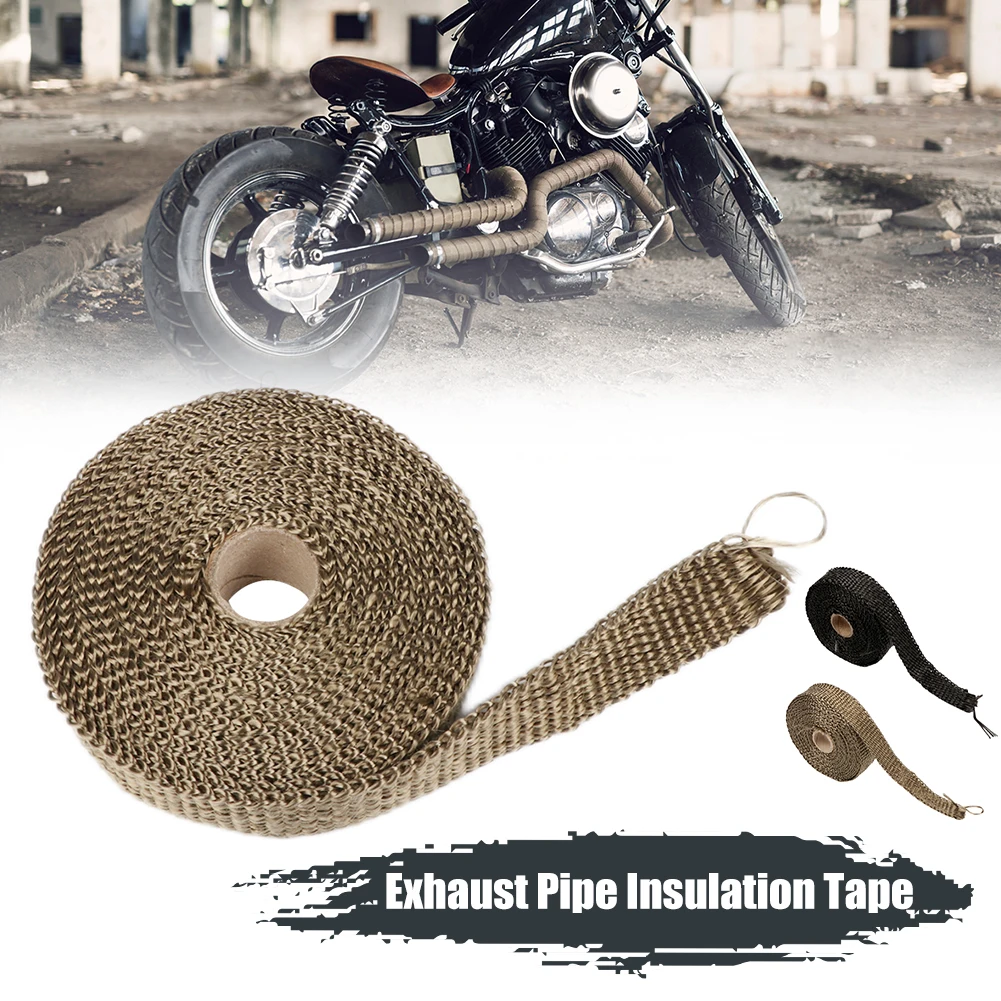 5M Roll Fiberglass Heat Shield Motorcycle Exhaust Thermal Tape Header Pipe Heat Wrap Tape Thermal Protection with Stainless Ties