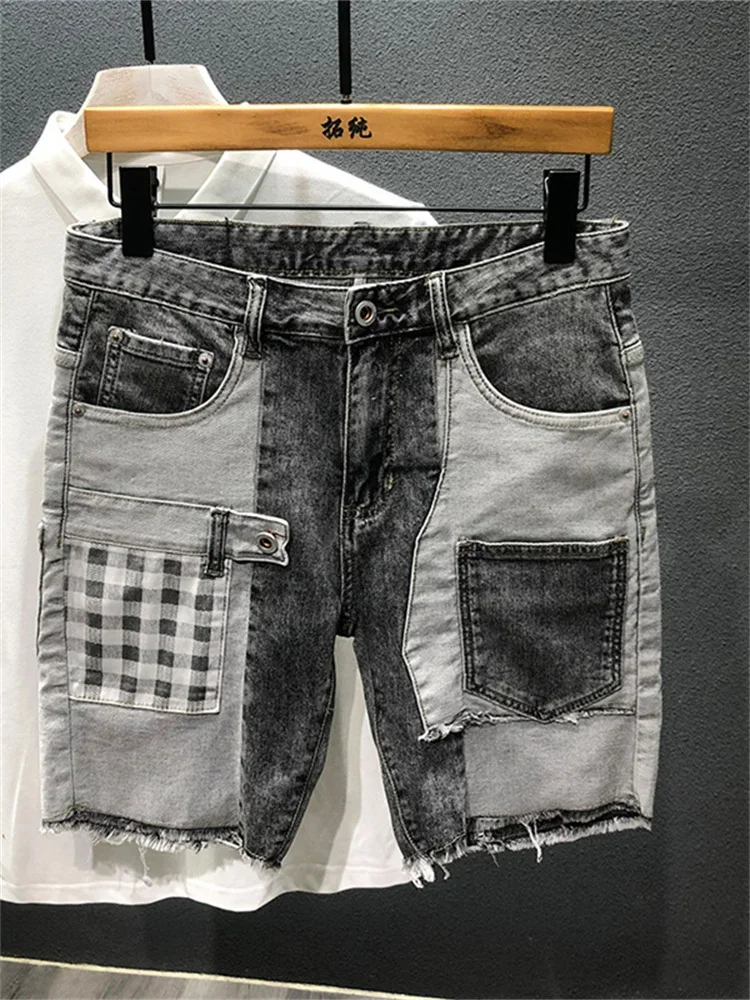 

2024 NEW Brand Men Jeans Shorts Hole Streetwear Harajuku Slim Straight Denim Shorts Summer Casual Baggy Ripped Jeans for Men