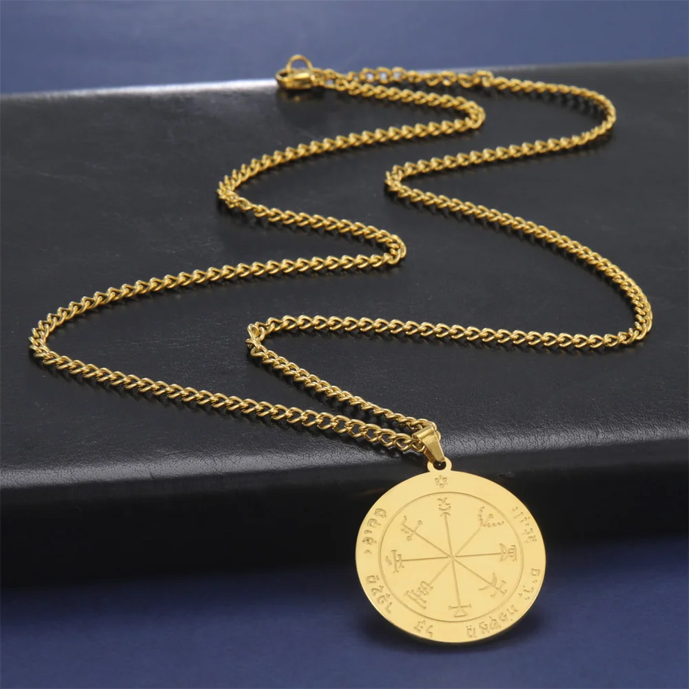 EUEAVAN Fashion Key of Solomon Pendant Necklace Protection Good Luck Wealth Necklaces Moon Saturn Jupiter Sun Amulet Jewelry