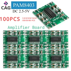 Mini Placa Amplificadora de Potência para Arduino, 2 Canais Módulo Amplificador de Áudio Estéreo, Fonte de Alimentação USB, PAM8403, 2.5V-5.5V, 2x3W, 1-100Pcs