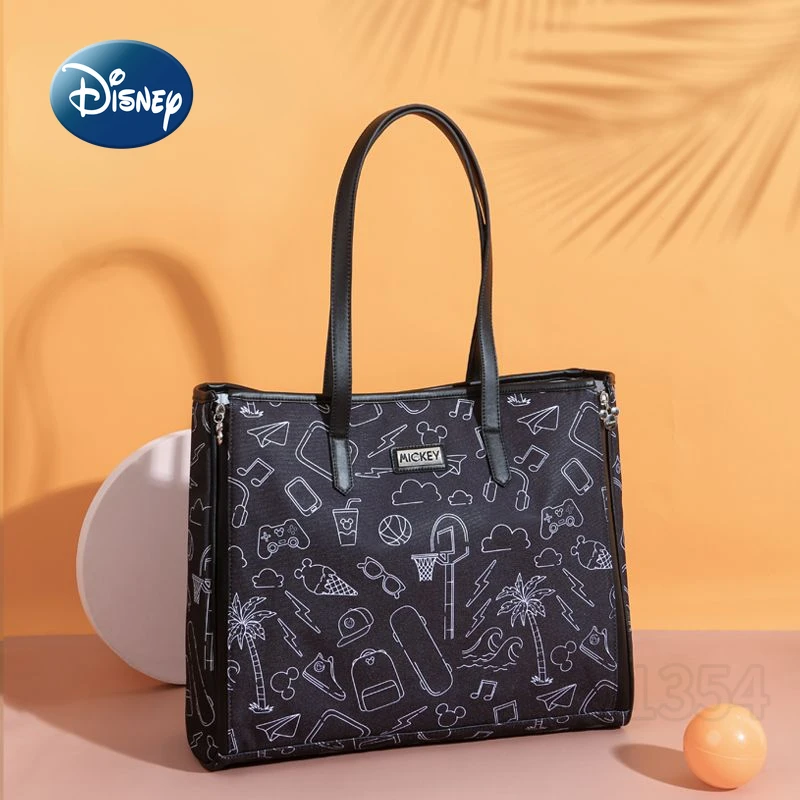 Disney-Bolsa de pañales de Mickey para bebé, bolso portátil Original de marca de lujo, bolso de pañales de moda de dibujos animados, multifuncional