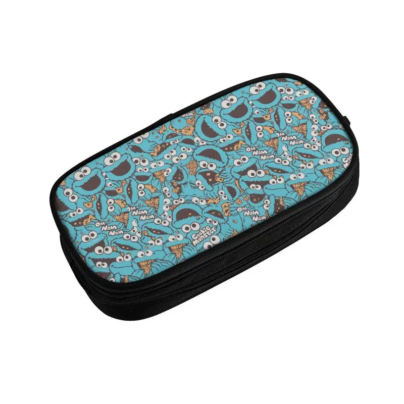 Imagem -03 - Cookie Monster Pencil Case para Meninos e Meninas Grande Capacidade Cartoon Sesame Street Pencil Pouch Material Escolar Personalizado