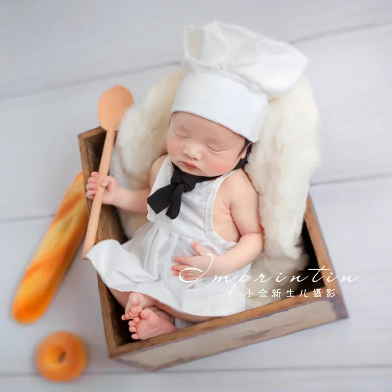 Newborn photography props baby hats chef aprons baby chefs themed adventures original handmade studio art photos  تذكارات للرضع