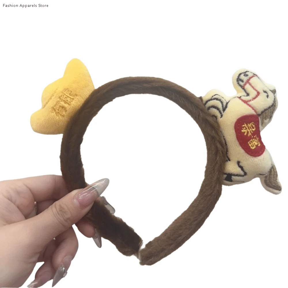 

Gift Plush Cartoon Horse Hair Hoop Exquisite Red Pony Headpiece Lucky Charm Chinese Style New Year Mascot Headband New Year