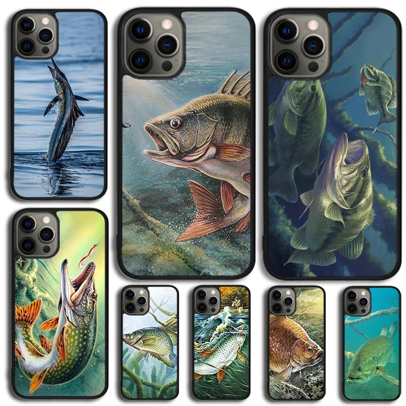 Fish Fishing Phone Case For iPhone 16 15 Plus X XS Max XR 14 13 12 Mini 11 Pro Max  Cover Shell coque