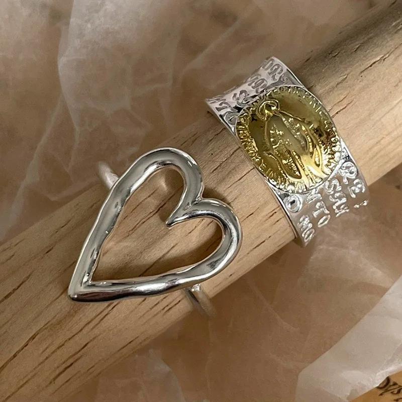 BF CLUB 925 Sterling Silver Ring For Women Jewelry Yellow Heart Finger Open Handmade Ring Allergy For Party Birthday Gift