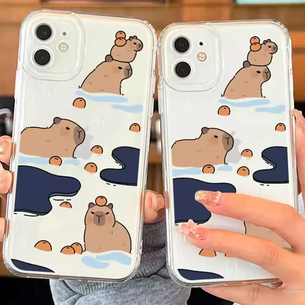 Cute Cartoon Capybara Phone Case for Iphone 12 13 11 14 15 Pro Max X XS MAX XR 7 8Plus SE2 Funny Animal Couple Soft Cover Fundas