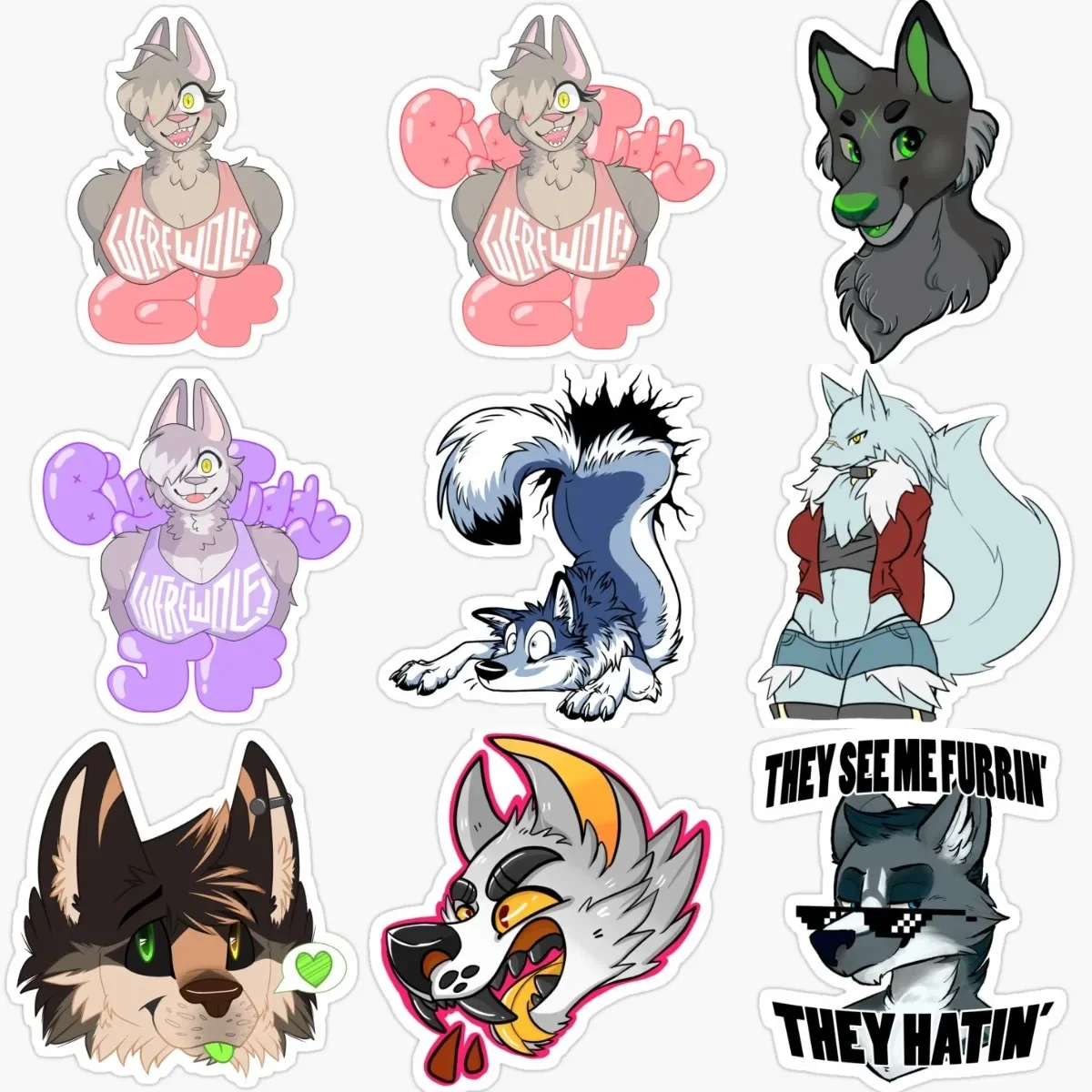 

Femboy Furry Wolf Creative PVC Waterproof Stickers Accessories for Decorate Wall Room Table Fridge Car Van Helmet Camper Decal