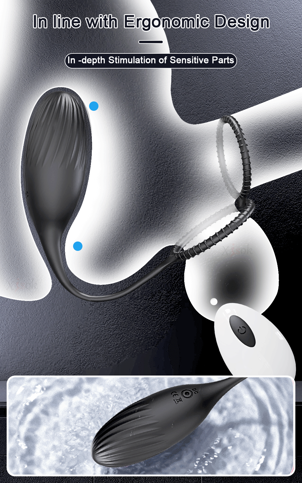 Male 2-in-1 Cock Ring and Anal Butt Plug Vibrator