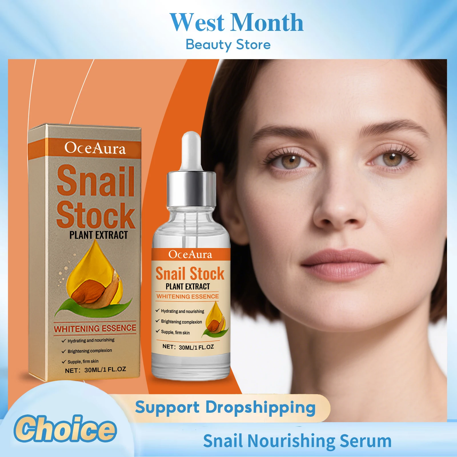 

Snail Nourishing Serum Smoothing Wrinkles Fading Fine Lines Firming Lifting Deep Moisturizing Brightening Anti Aging Face Serum