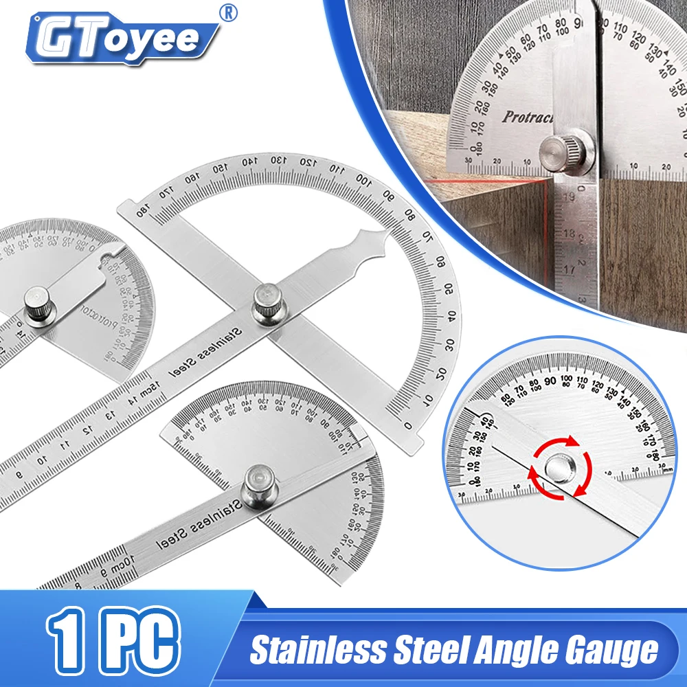 180°Degree Protractor Metal Angle Finder Goniometer Stainless Steel Gauge Adjustable Measuring Ruler Angle Woodworking Tools Set