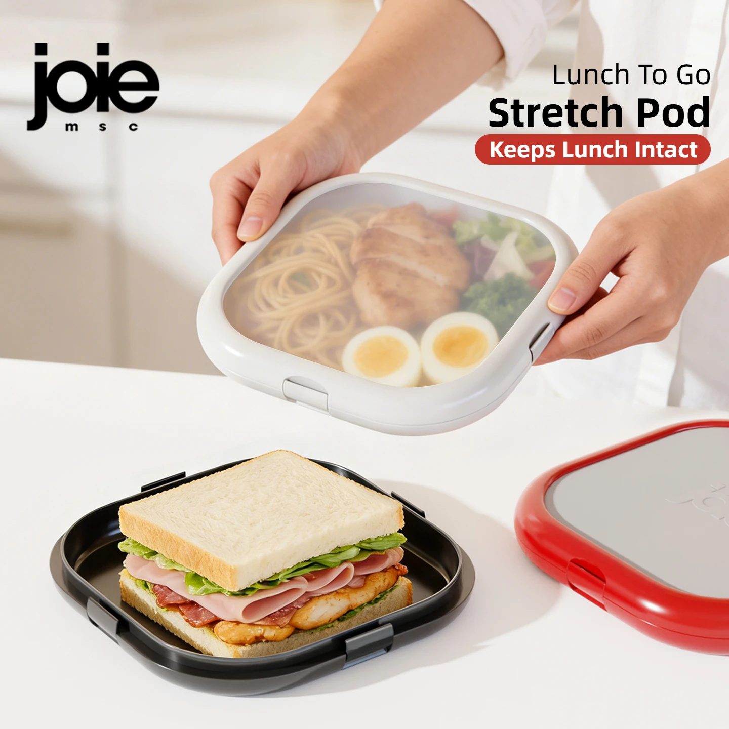 Caixa de Almoço Joie Sandwich Bento Box para Preparação de Refeições, Container de Silicone para Armazenamento de Alimentos, Seguro para Frigorífico e Reutilizável