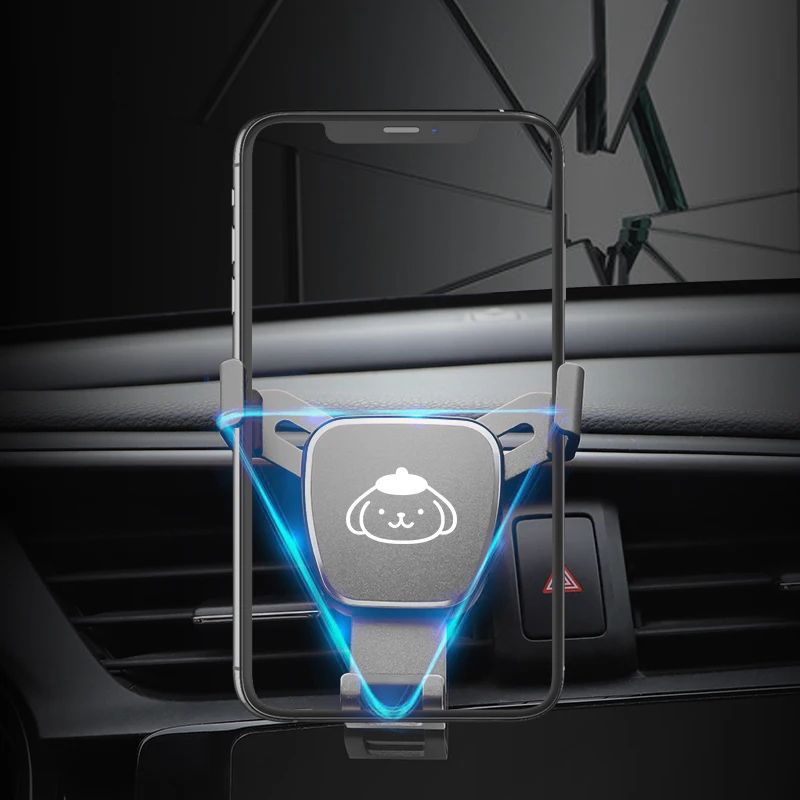 1 قطعة سانريو مرحبا كيتي Kuromi شعار هاتف السيارة منفذ الهواء لطيف الكرتون سيارة الملاحة دعم خاص سيارة الداخلية كتيفة ثابتة #3