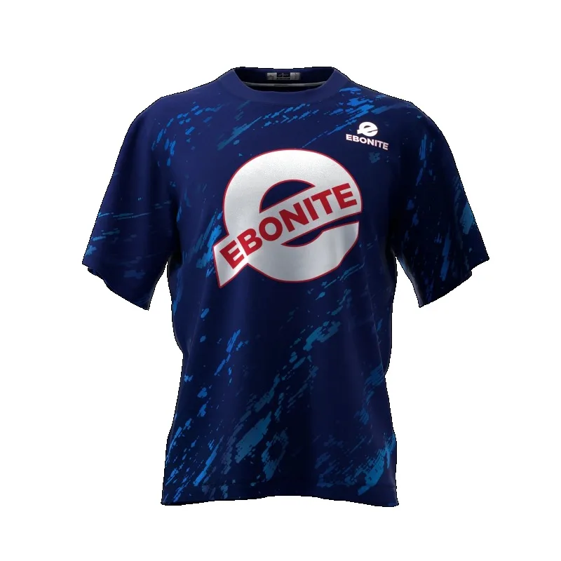 Classic Navy Splash Art Bowling Tee, Soft Flexible Sport Apparel for Daily Casual Outings & Hobby Enthusiast Meetups