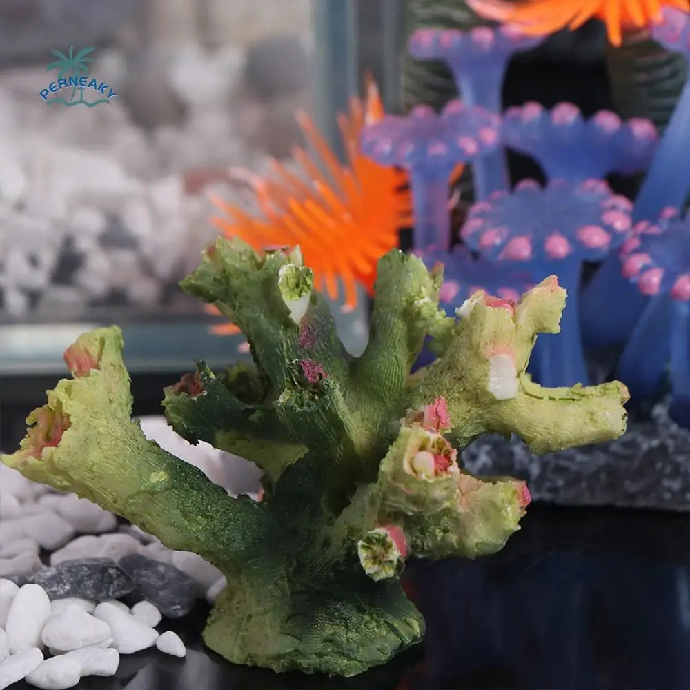 Plantas de agua de Coral de resina, Mini acuario Artificial, adornos artísticos, juguetes, planta acuática simulada creativa, juego de peces