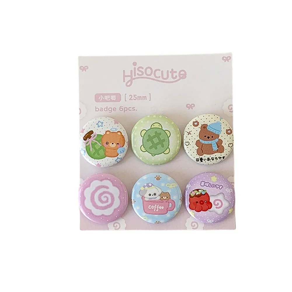 6pcs New 25mm Badge Handbook Set Baji Mini Brooch Decoration Badge Colorful Old-fashioned Student Baji Set Gift