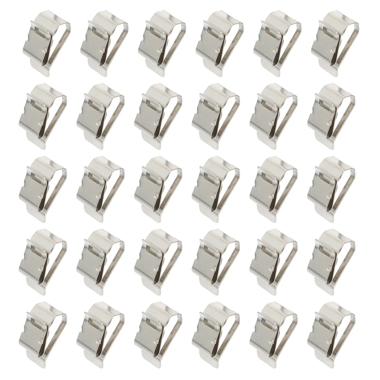 30Pcs Compact Rustproof Solar Cable Clips Stainless Steel Dual-Cable Fixing Clamp for Trailer Frame Wire Harness