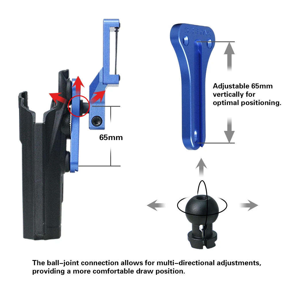 IPSC Universal Holster Kit T-Type Adjustable Full Set for IPSC Competition & IDPA Tactical Shooting CNC Aluminum Fits CZ 1911